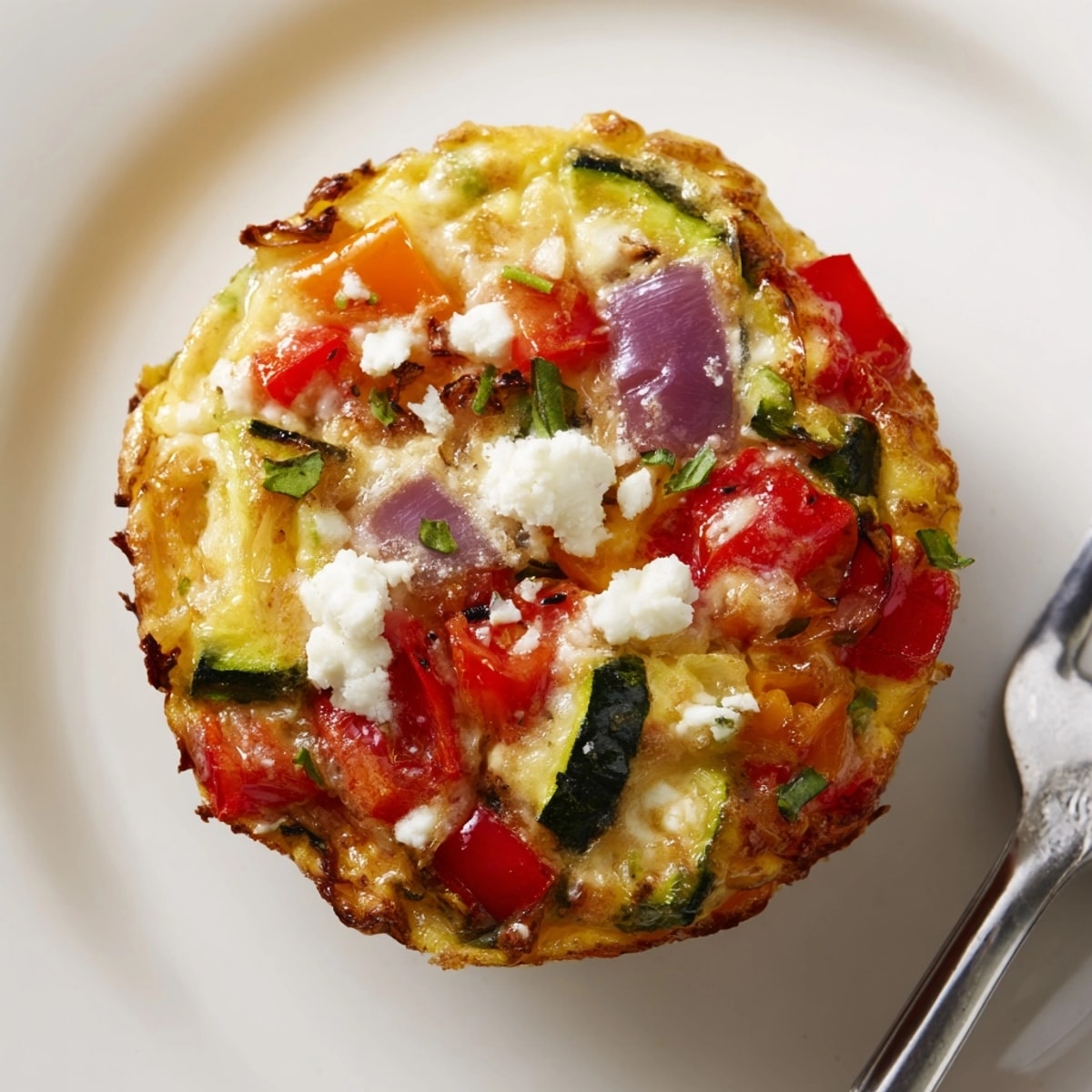 Delightful Roasted Veg &amp; Goat Cheese Frittata Muffins, showcasing colorful roasted vegetables and creamy goat cheese.