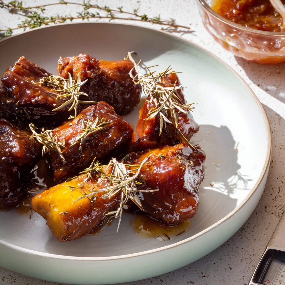 Golden, roasted Cider Brined Turkey Breast with Cranberry Glaze sits on a serving platter.