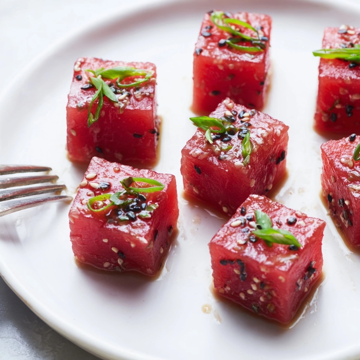 Enjoy vibrant Vegan Watermelon Tuna: bake marinated watermelon to a tender, sushi-ready texture.
