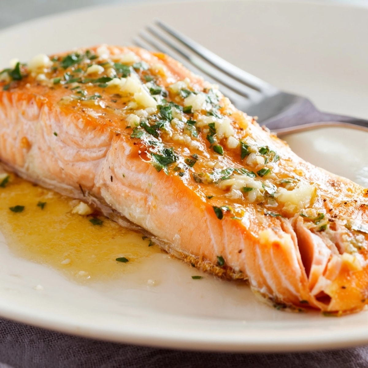 Golden, perfectly seared crispy skin salmon recipe, served with a bright, herby lemon sauce.