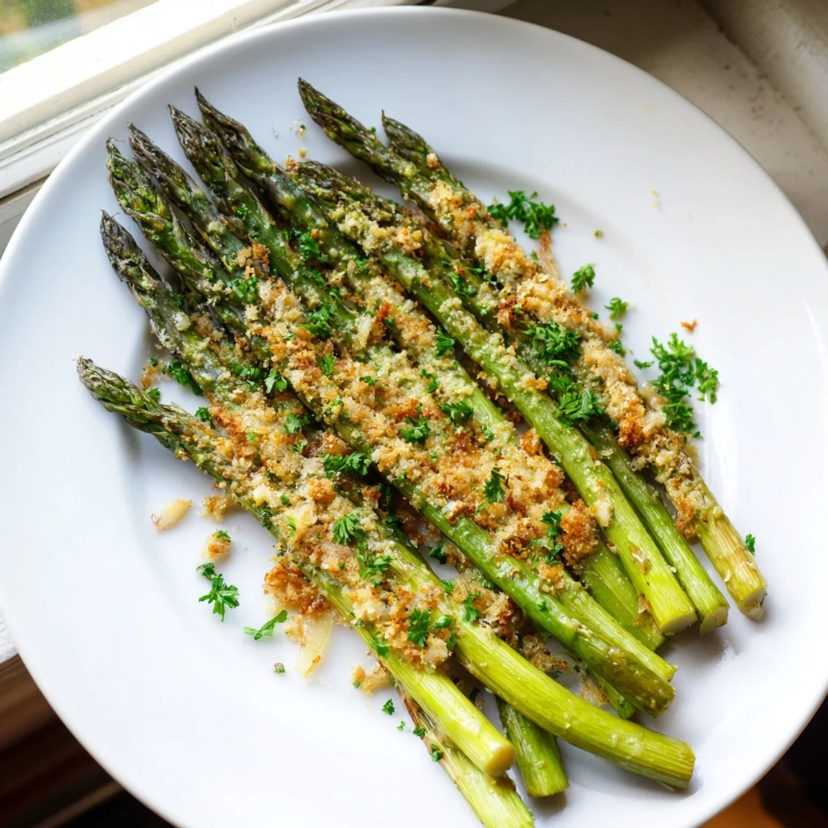 Golden-brown Garlic Parmesan Roasted Asparagus, a simple, delicious side dish ready in minutes.