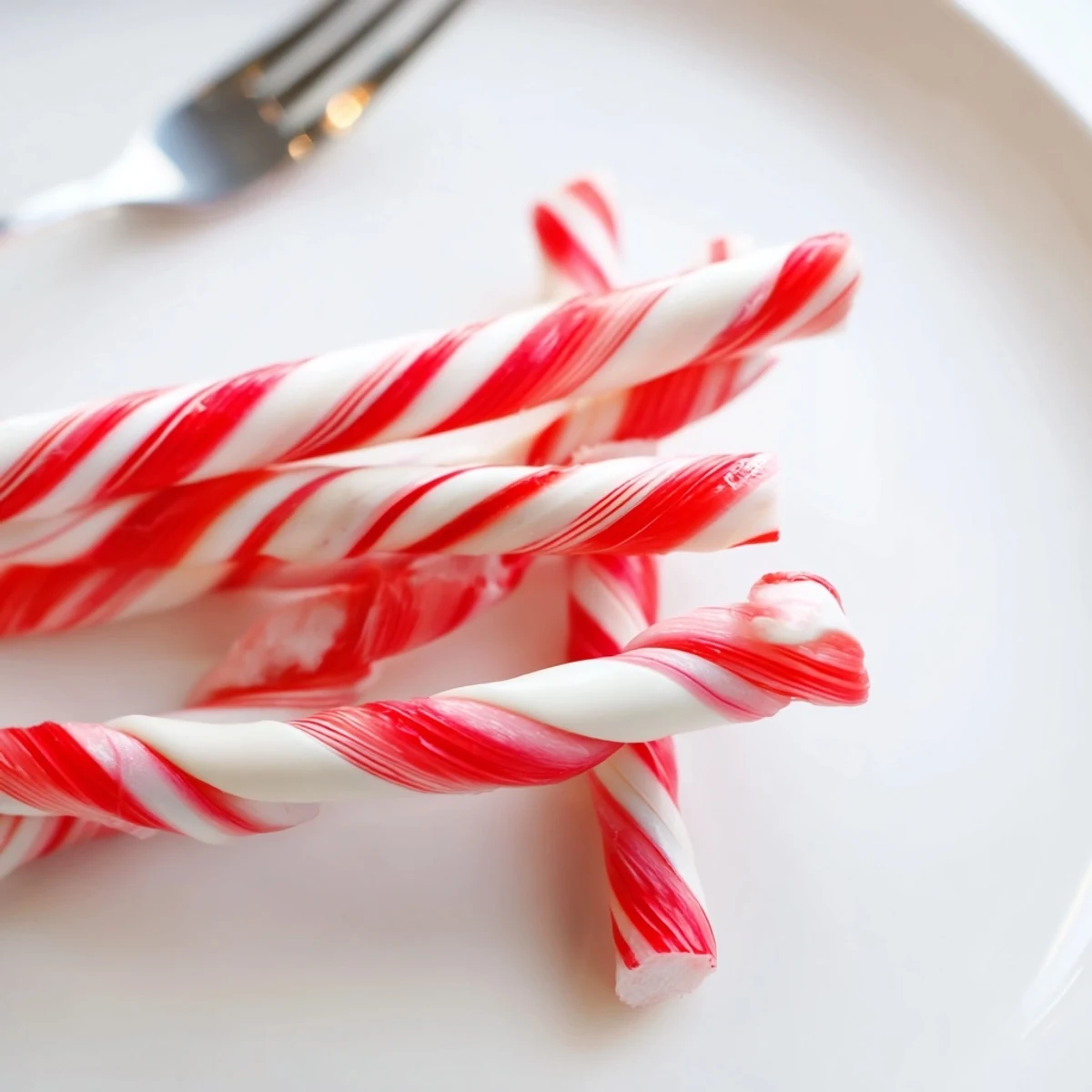 Vibrant red and white peppermint sticks: a classic candy with intense mint flavor, ready to enjoy.