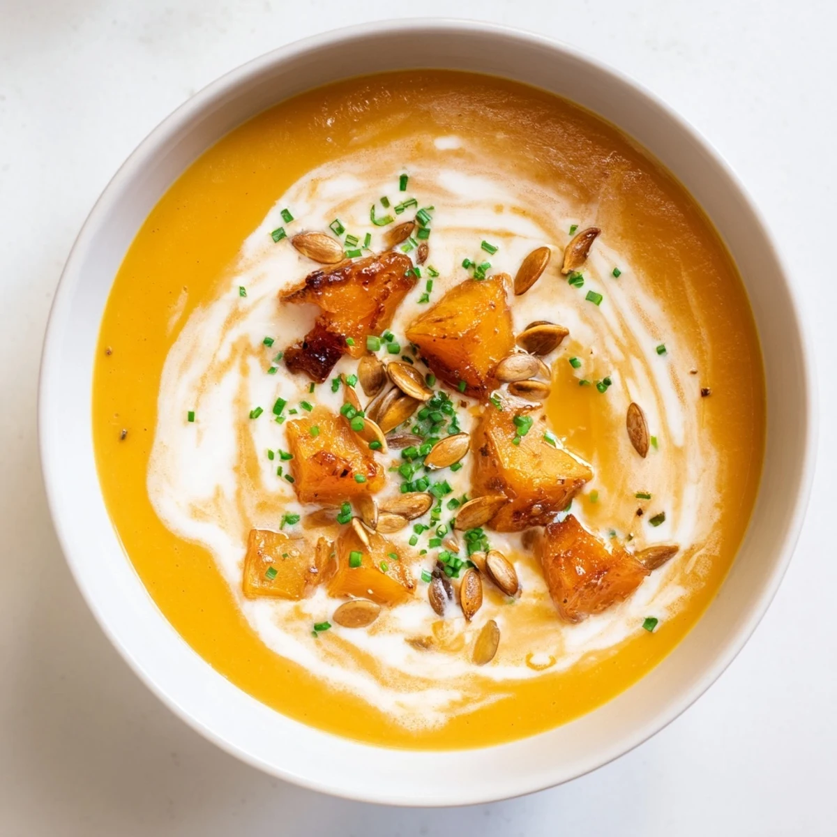Aromatic smells of spices and roasted pumpkin fill the air from this simple Savory Pumpkin Soup.