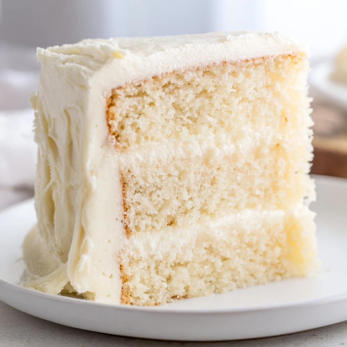Homemade vanilla cake: a decadent layer cake with rich cream cheese frosting, a family favorite.