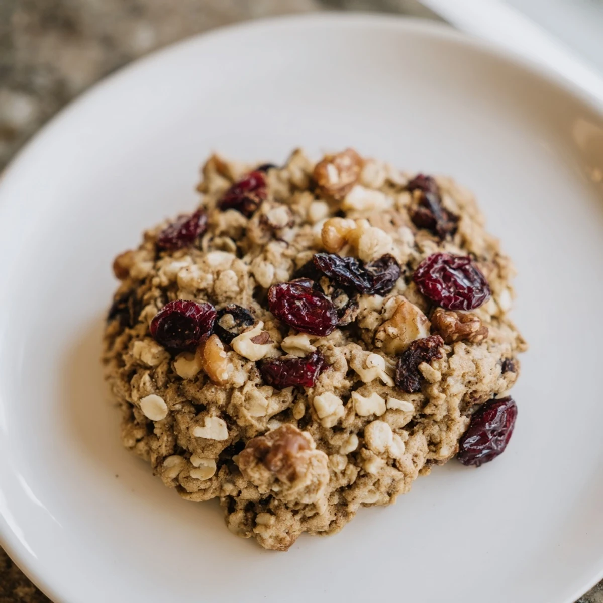 Golden-brown cranberry oatmeal cookies, fresh from the oven, offering a delightful combination of textures.