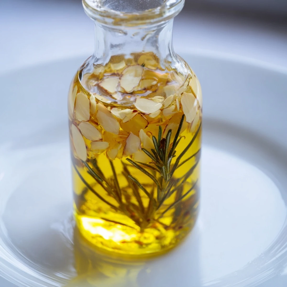 Golden garlic slices simmering in olive oil: this Garlic Scent oil is rich and inviting.