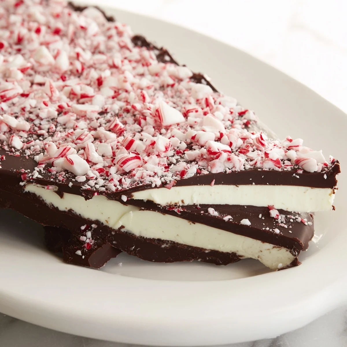 Layers of dark and white chocolate make up this delicious Chocolate Peppermint Bark, great for gifting.
