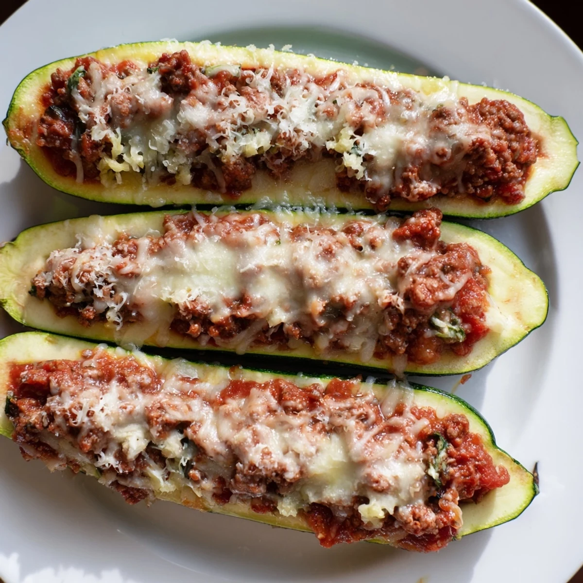 Golden-brown Baked Zucchini Boats with Beef, a Mediterranean-inspired, delicious and healthy main course.