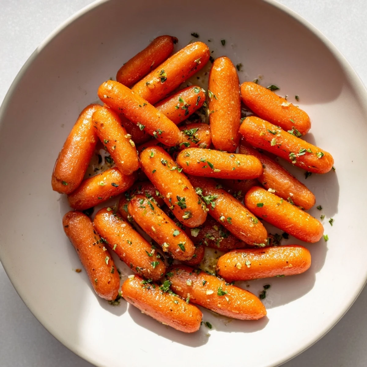 Golden garlic roasted baby carrots, perfectly caramelized, a flavorful and easy American side dish.