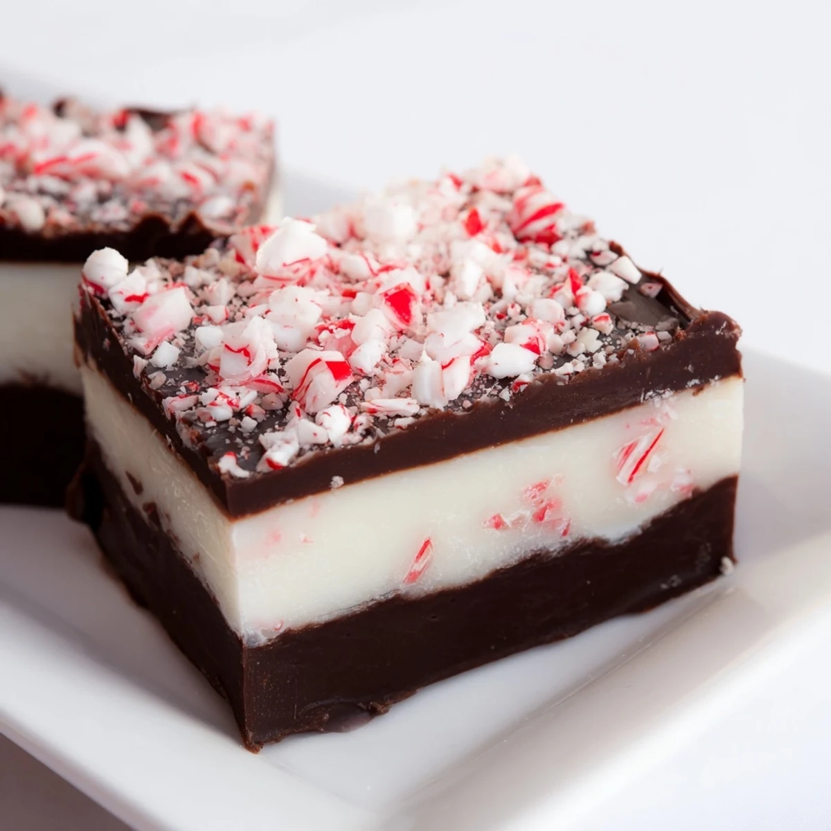 Homemade peppermint bark, a perfect holiday treat, showing the crisp, layered chocolate confection.