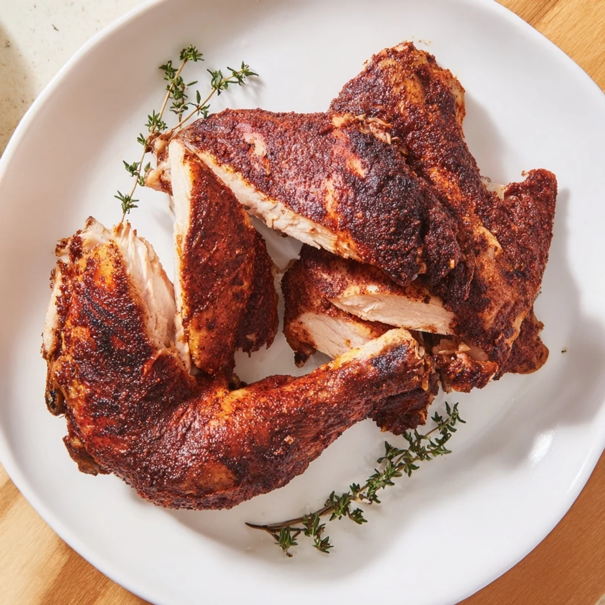 Coffee-Spiced Roast Chicken, golden-brown and glistening, ready to be carved for a delicious dinner.