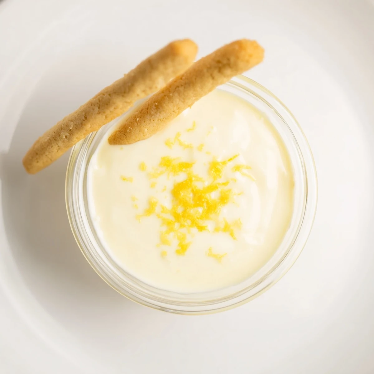 Creamy lemon posset with crumbly shortbread, a refreshing British dessert ready to enjoy.