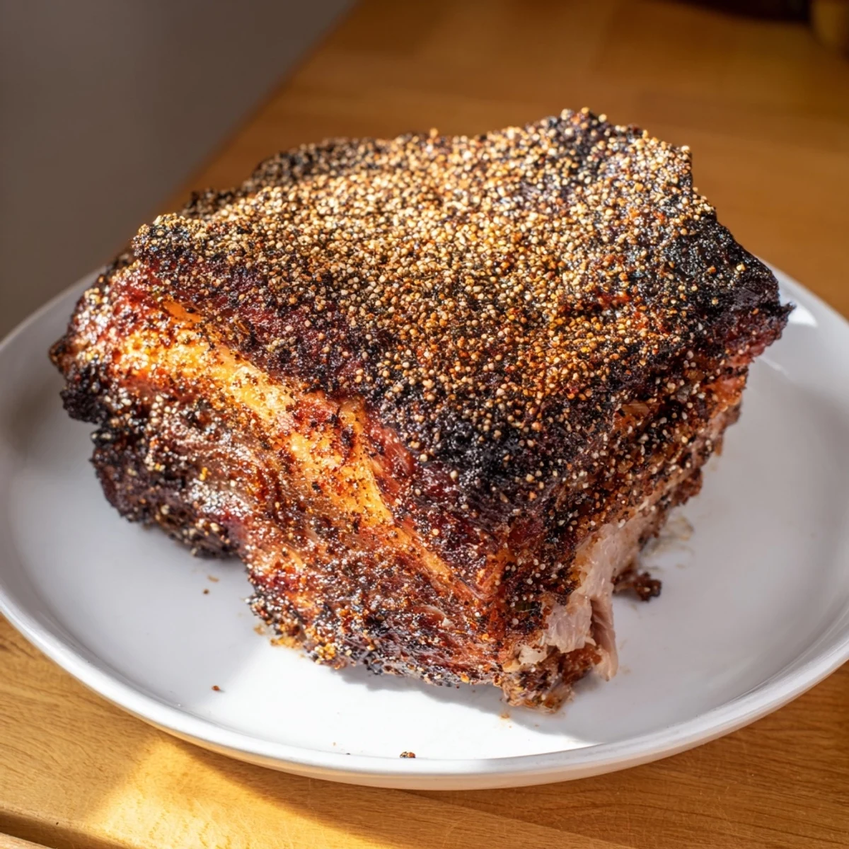 Tender Slow Roasted Pork Shoulder, glistening with savory seasonings, ready to be shredded and enjoyed.