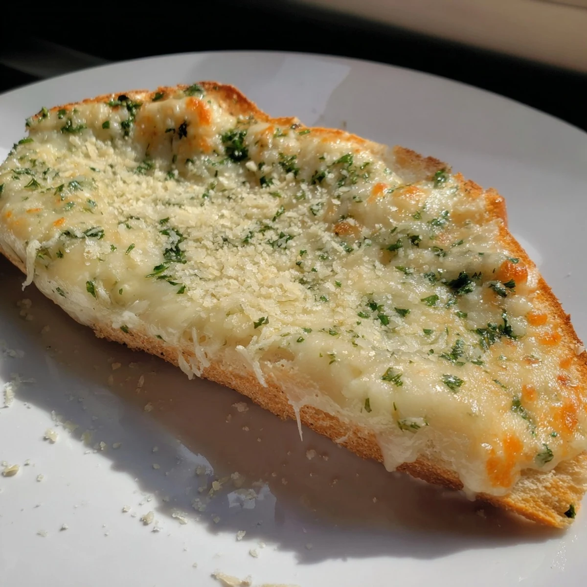 Golden-brown baked garlic bread with mozzarella, a perfect cheesy, savory side dish.