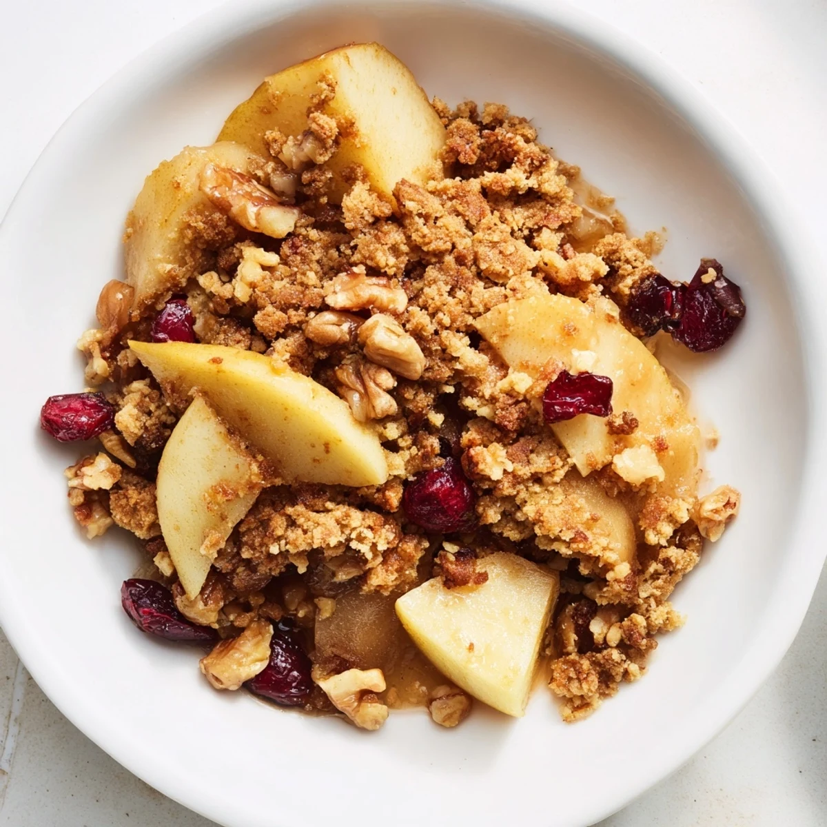 Warm, fragrant Winter Fruit Crumble with a crisp, buttery crumble topping; imagine the deliciousness!
