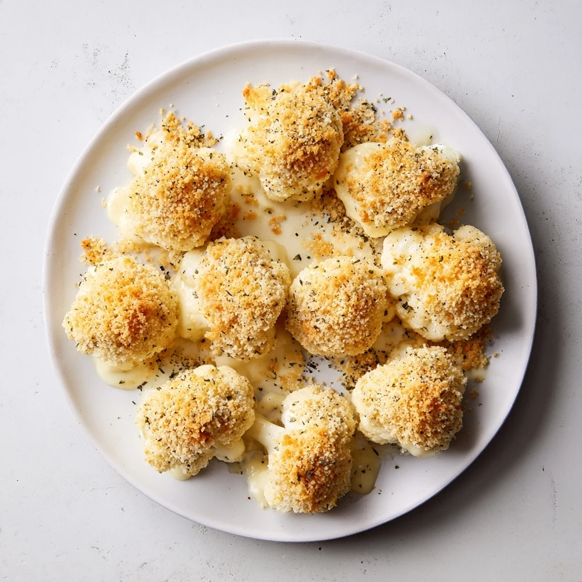 Warm, golden Creamy Cauliflower Cheese, bubbly from the oven, ready to serve as a vegetarian main.