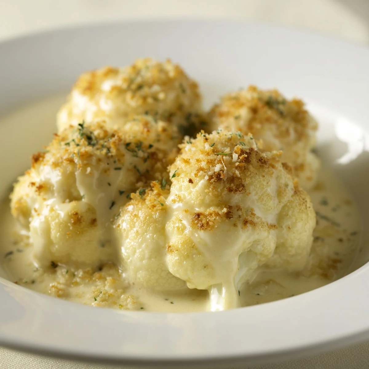 This comforting Creamy Cauliflower Cheese boasts tender cauliflower under a blanket of melted, golden cheese.