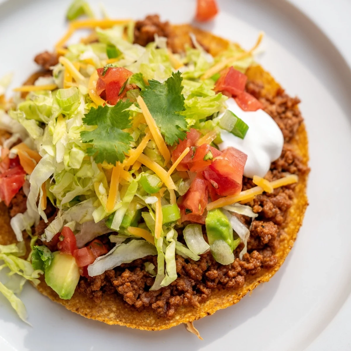 Get ready for a delicious dinner: sizzling ground beef on crispy ready-to-eat Beef Tostadas.