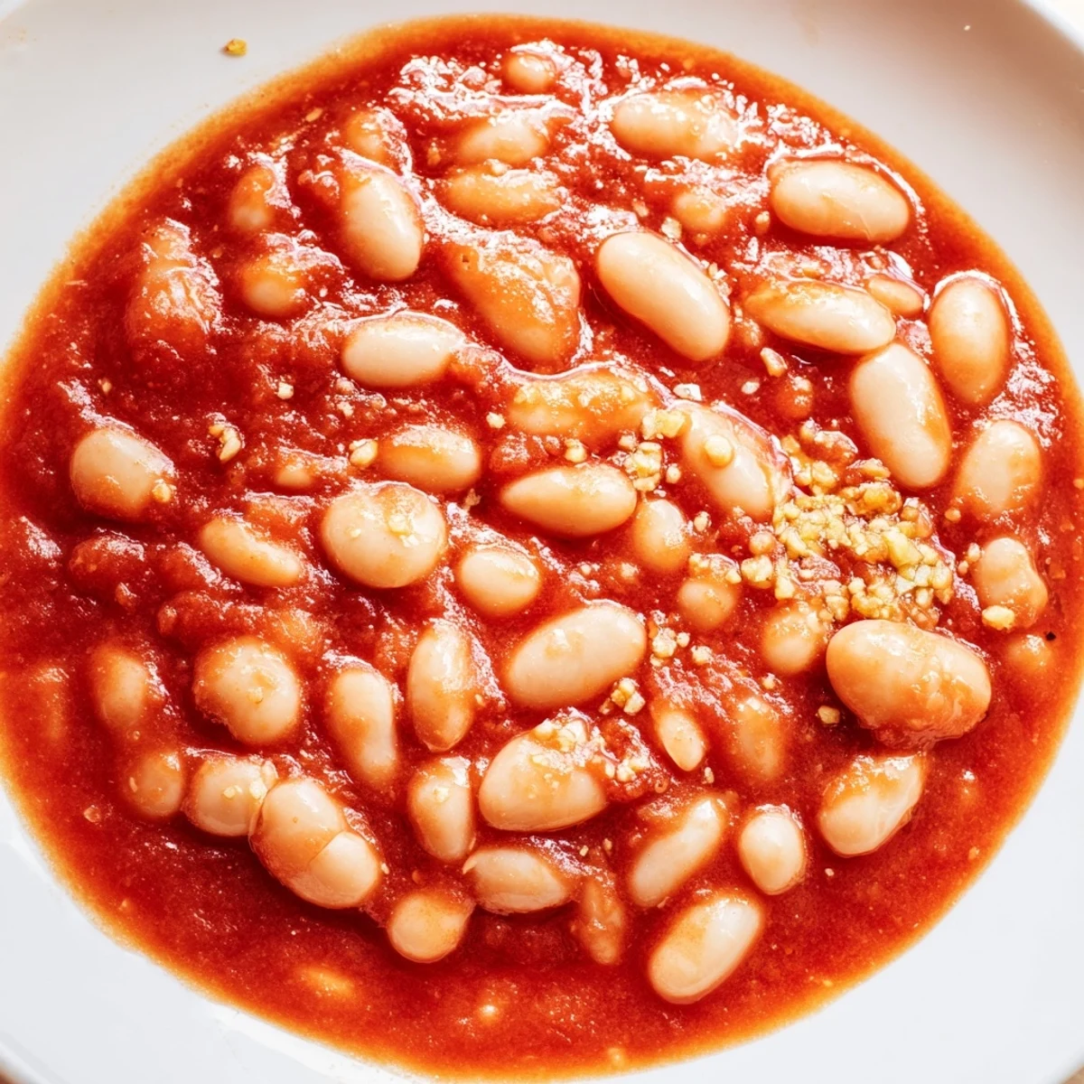 Freshly baked Baked Beans with Tomato Sauce in a Dutch oven, featuring visible smoky paprika.