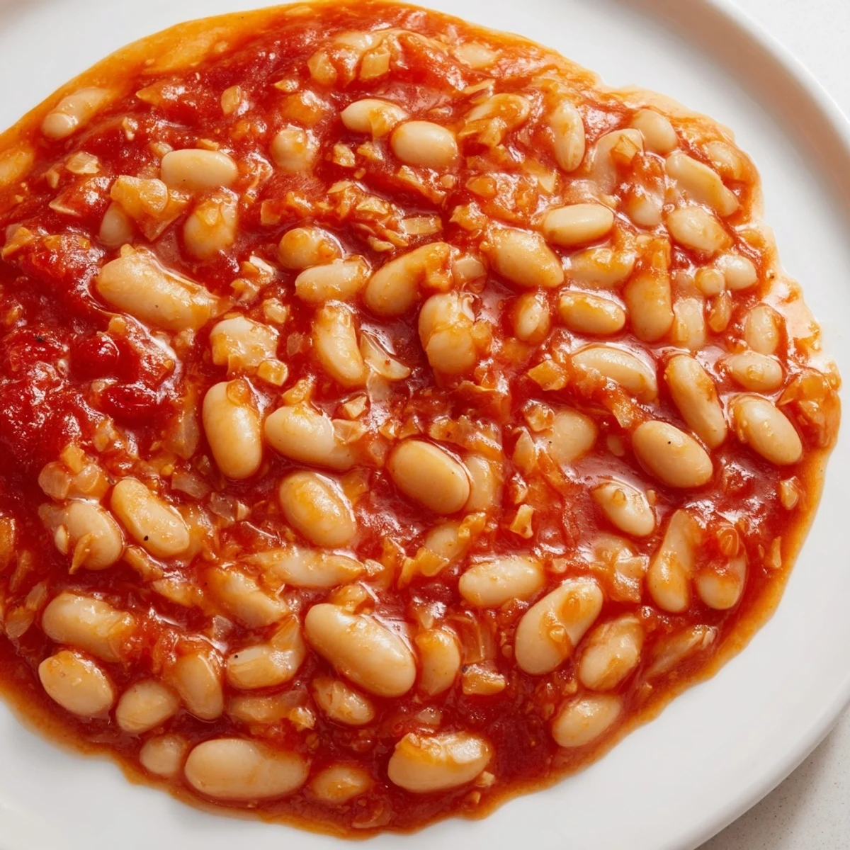 A serving of Baked Beans with Tomato Sauce on toast, next to a green salad. 