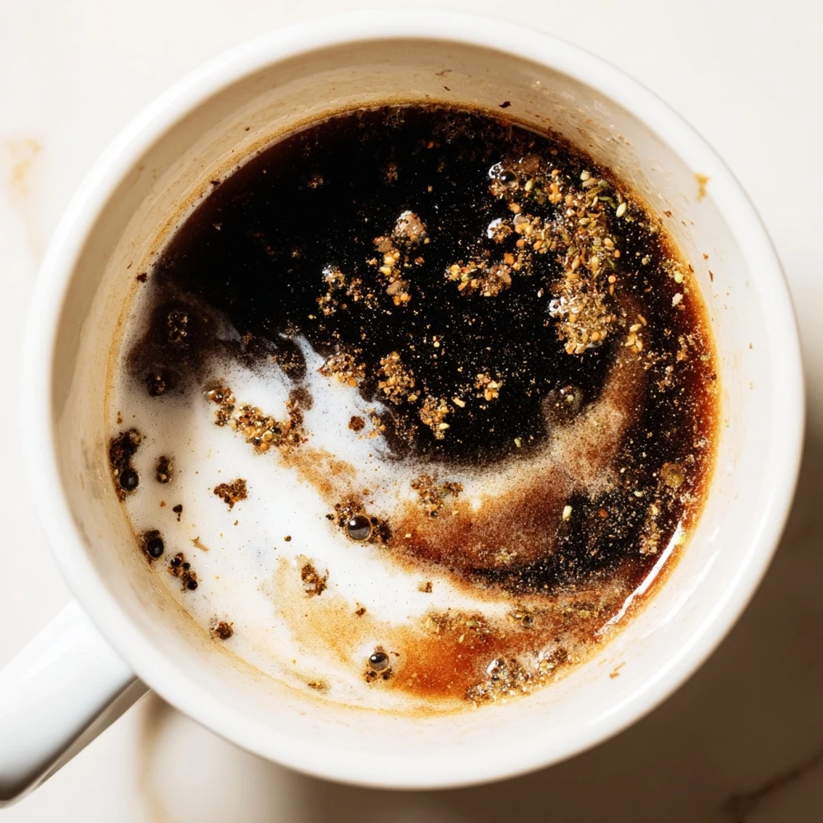 Two cozy ceramic mugs of Spiced Coffee with Cinnamon, paired with a buttery biscotti on a rustic wood table.