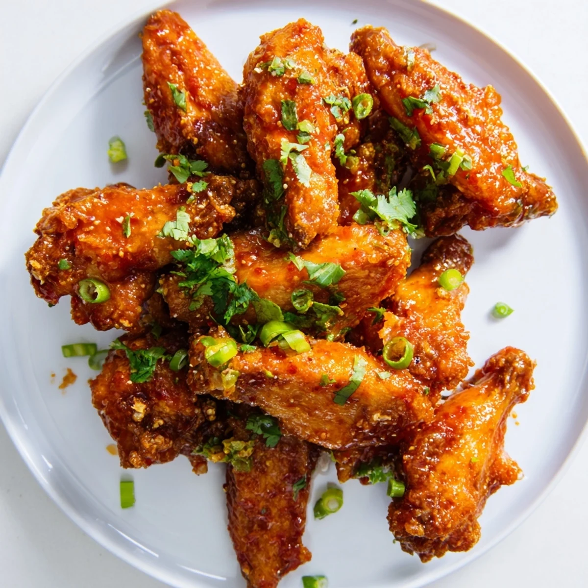 Sizzling Super Bowl Spicy Sriracha Wings fresh from the oven, served with lime wedges and a creamy dip for game day.  