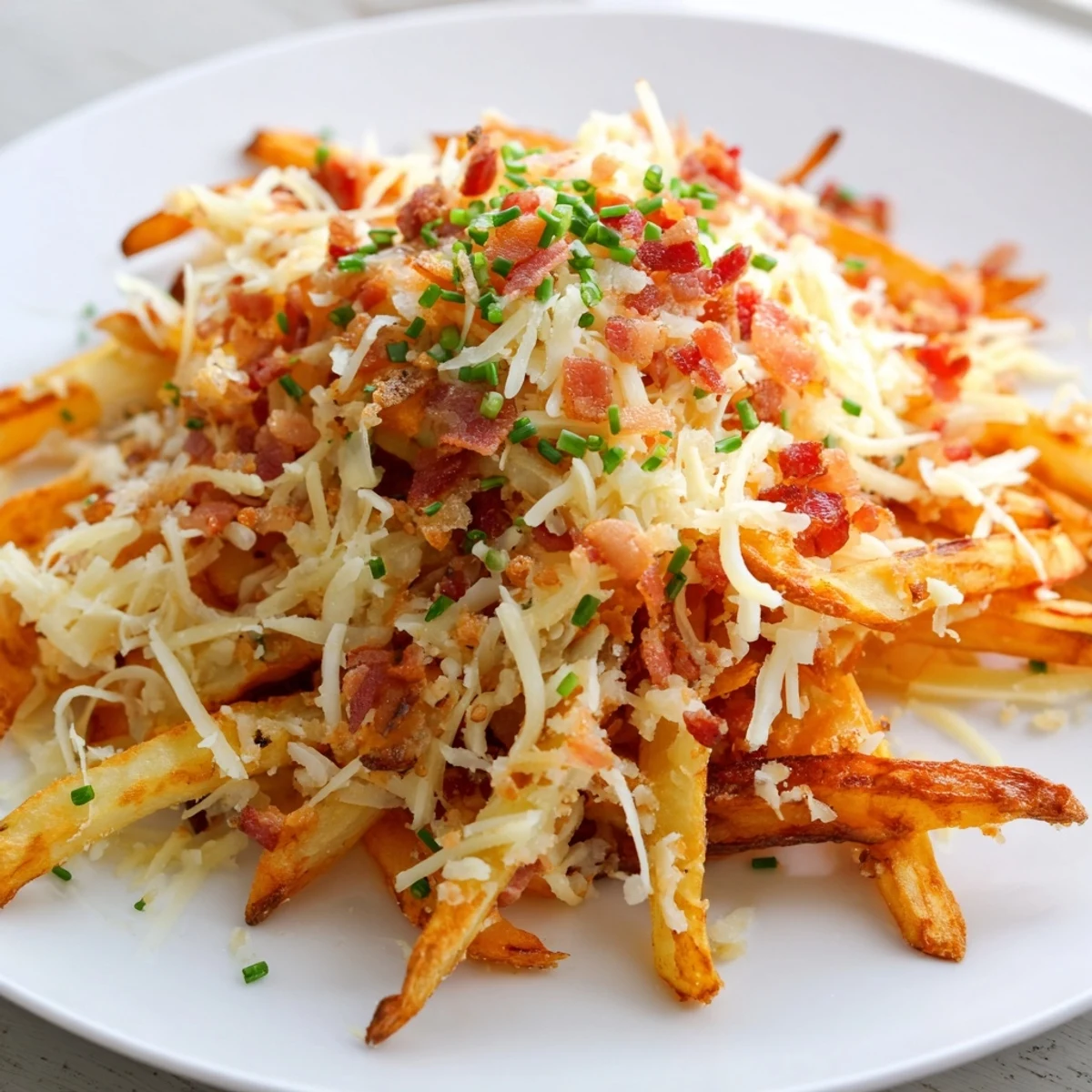 Sizzling hot cheese fries served from an oven-safe dish, ready to be enjoyed as a shareable appetizer.