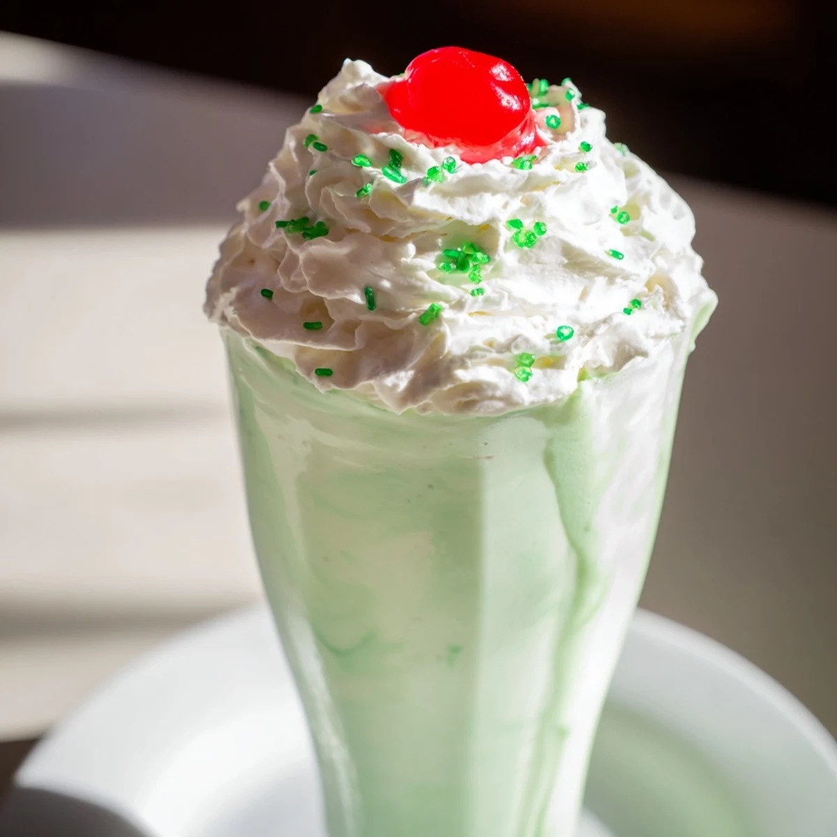 Vibrant Homemade Copycat Shamrock Shake served chilled in tall glasses with minty aroma.