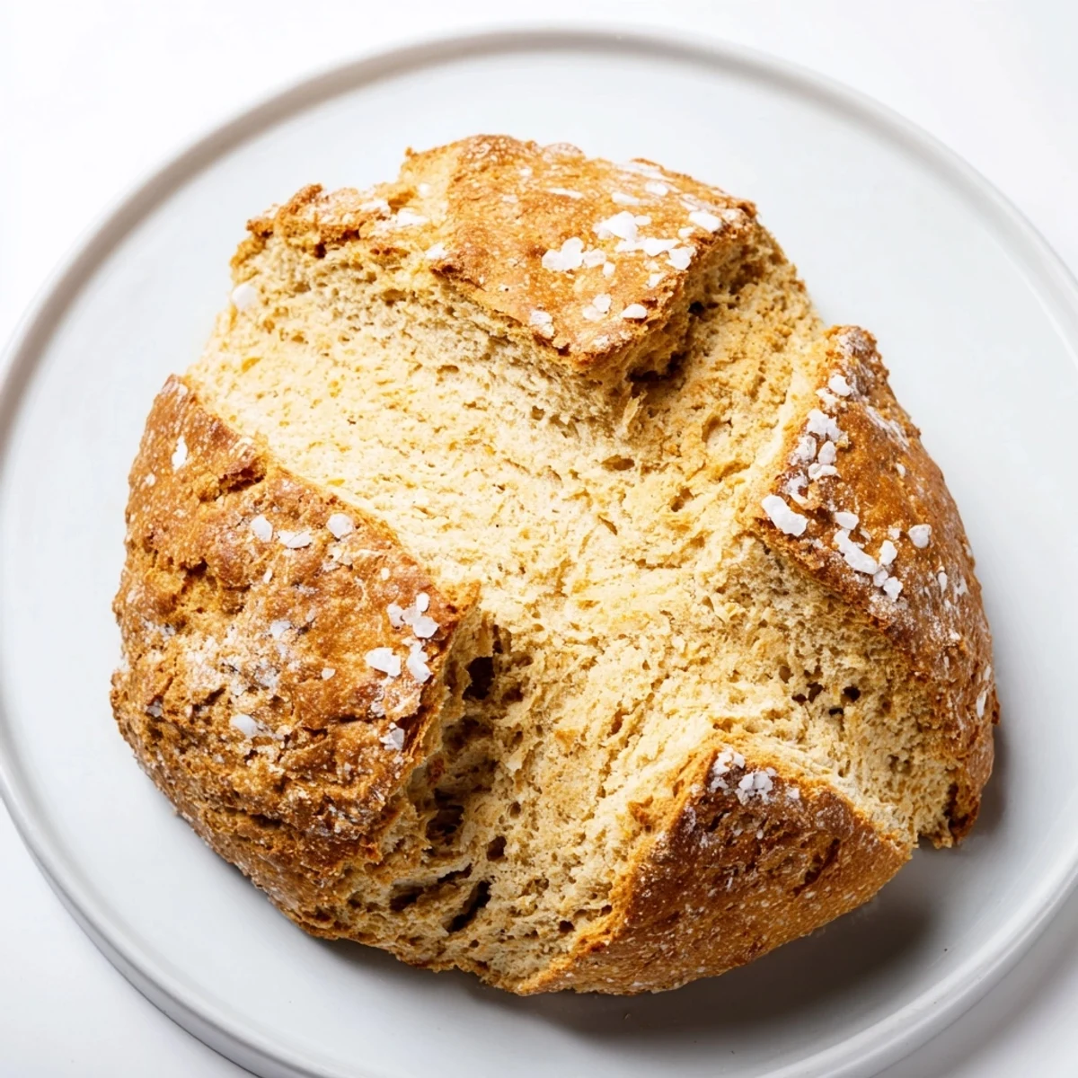 A cross-shaped loaf of Authentic 4-Ingredient Irish Soda Bread emerges from the oven with a crisp exterior, ideal for pairing with creamy butter or jam.