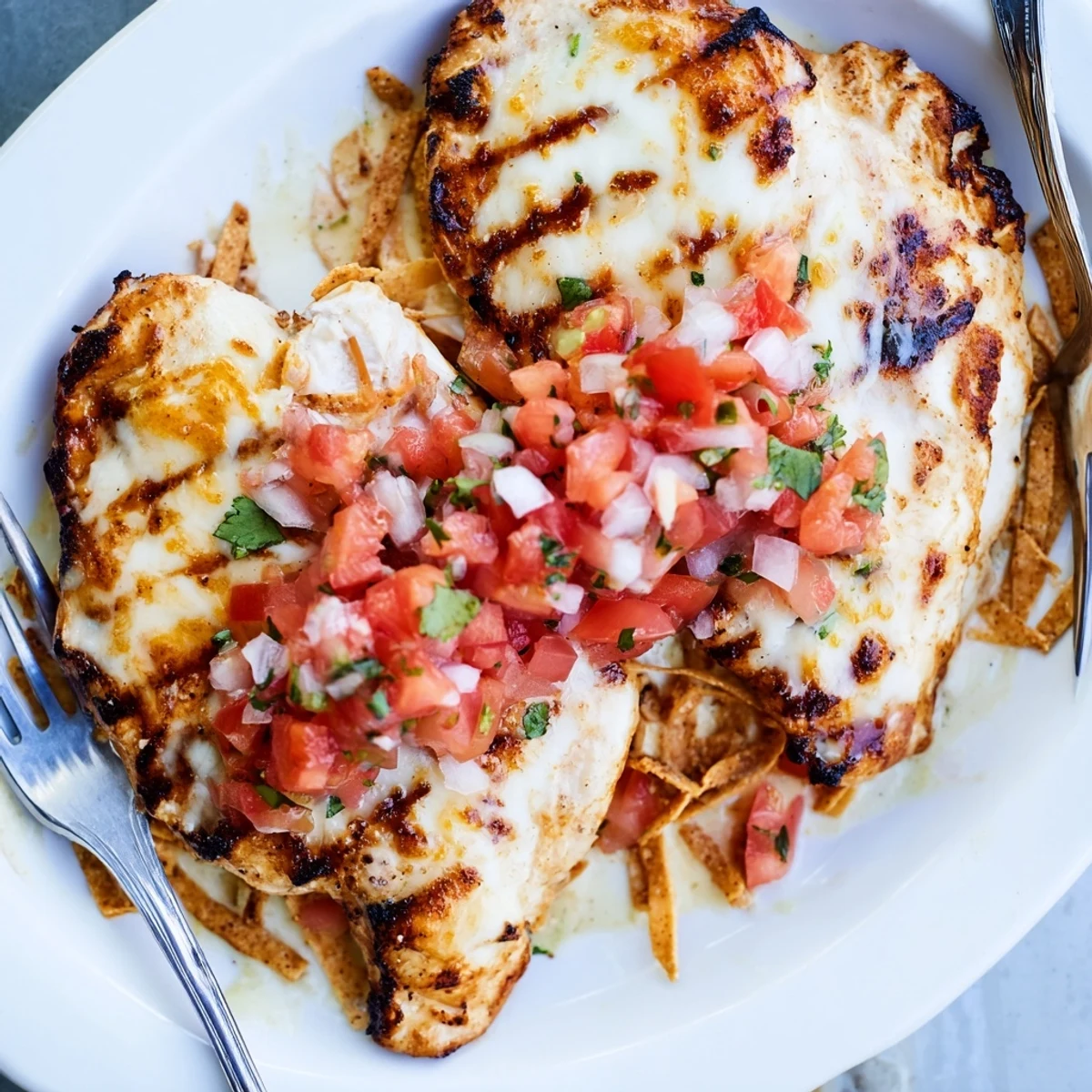 Fiesta Lime Chicken platter featuring zesty lime-marinated grilled chicken, tangy Tex-Mex toppings, and colorful garnishes on a rustic dinner table.