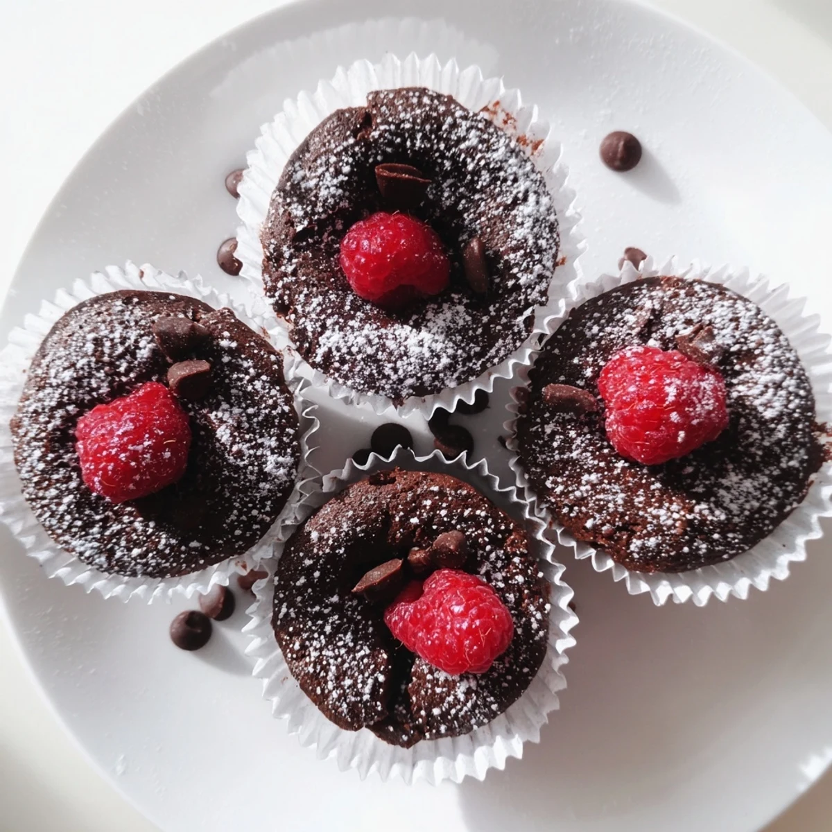 Close-up of a gooey Raspberry Chocolate Lava Cupcake broken open to reveal molten center.  