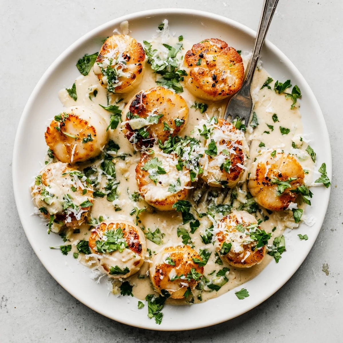 Plump sea scallops with golden crusts smothered in rich creamy Cajun spiced sauce