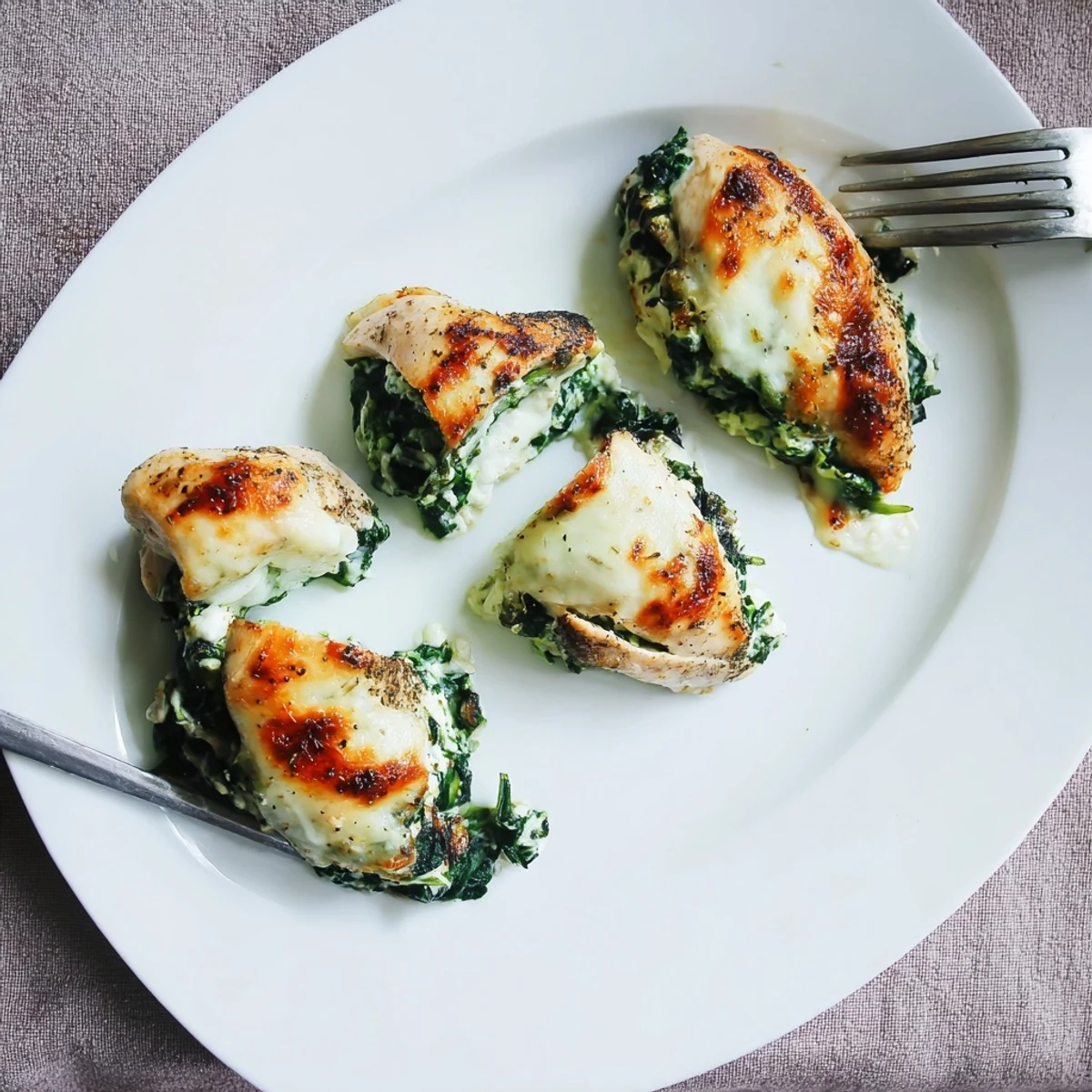 Juicy baked ricotta chicken plated with roasted vegetables, garnished with fresh green basil