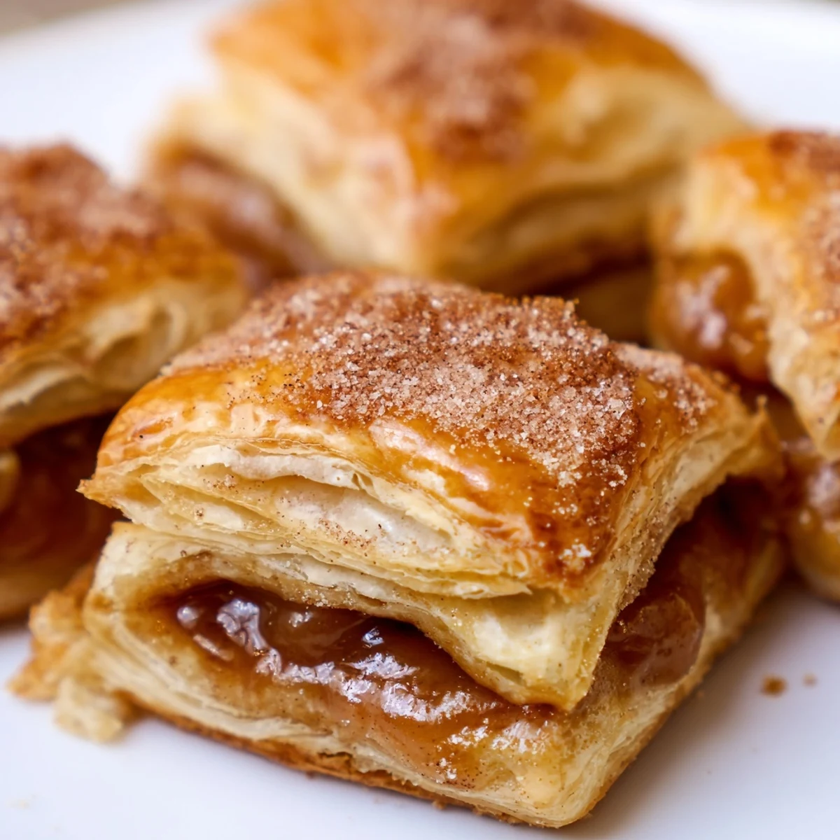 Flaky puff pastry squares oozing with creamy dulce de leche filling, freshly baked to perfection