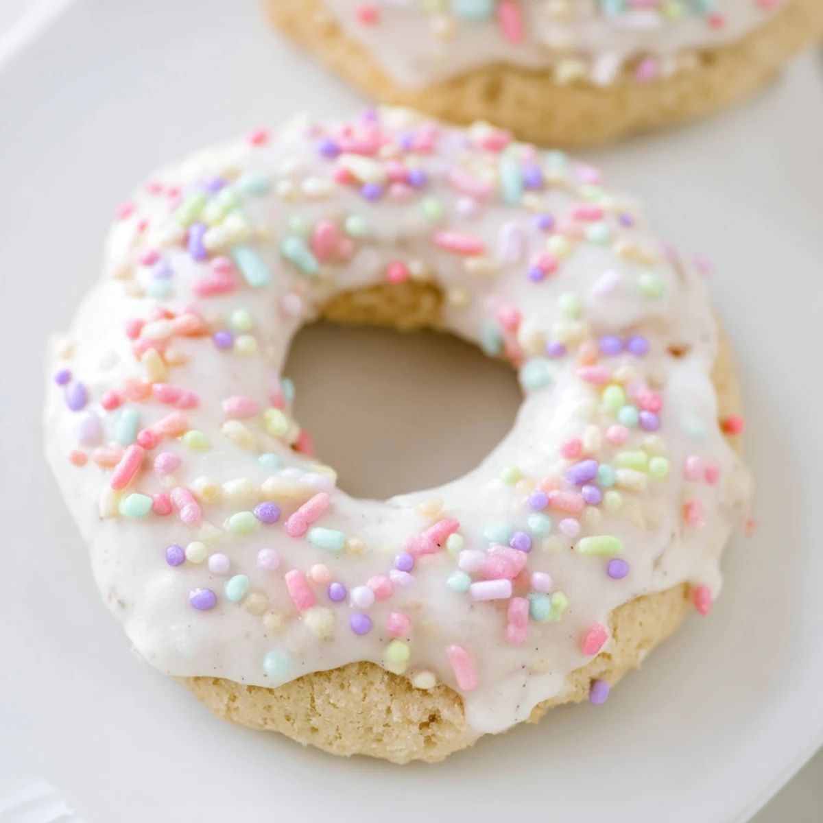 Homemade Italian Easter cookies with sweet vanilla glaze and rainbow nonpareils sprinkles for spring holiday celebrations