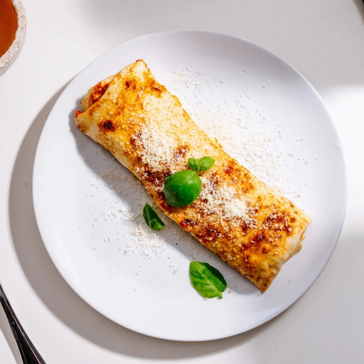 Golden oven baked pizza burritos filled with melted mozzarella, pepperoni, and colorful vegetables