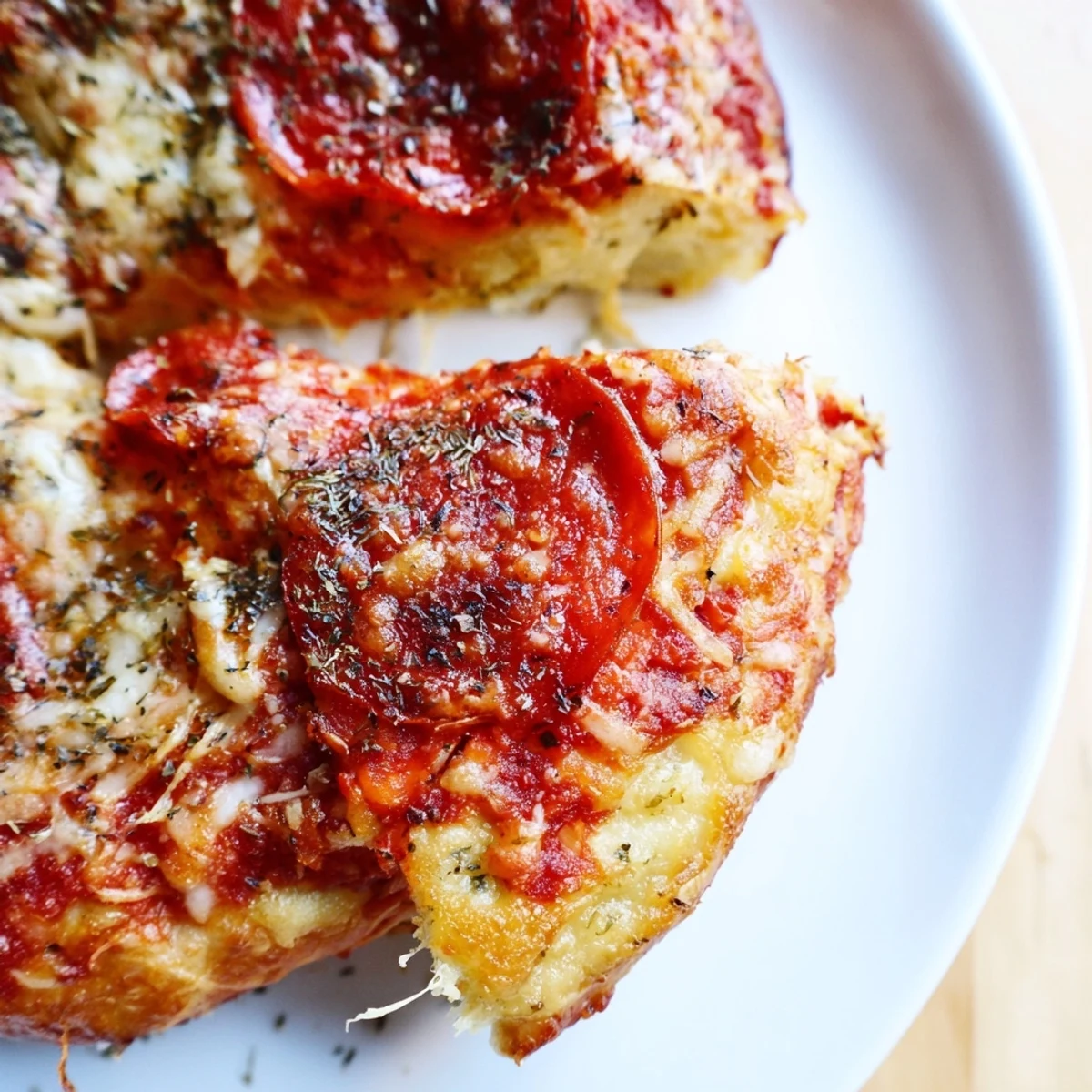 Golden Pizza Hut pan pizza with bubbly melted cheese and crispy thick crust