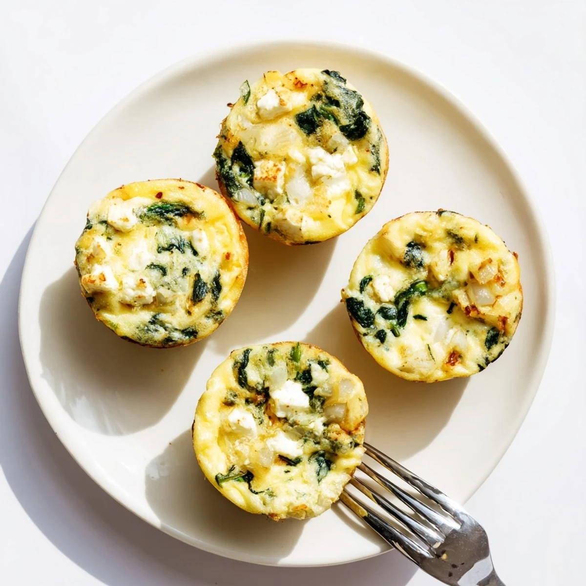 Fluffy egg muffins packed with vibrant spinach and creamy feta cheese crumbles
