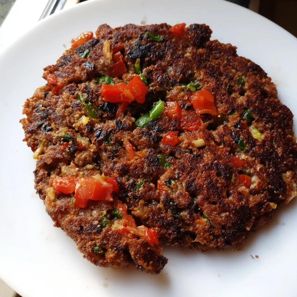 Golden Pakistani Chapli Kabab sizzling in pan with crispy charred edges and aromatic spices