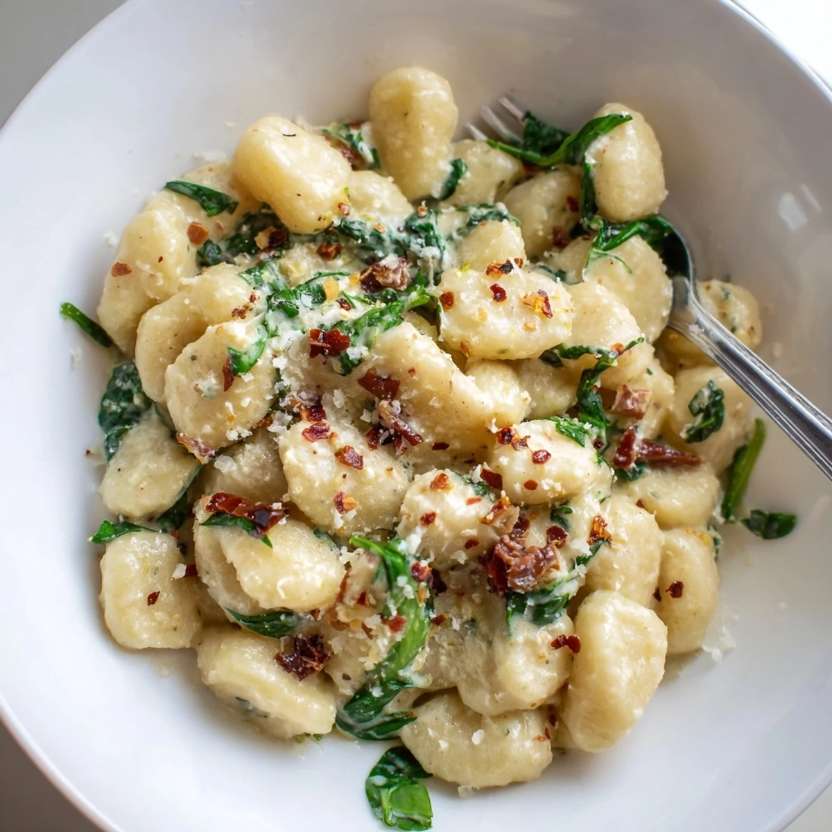 Weeknight dinner: pillowy Marry Me Gnocchi served with crusty Italian bread