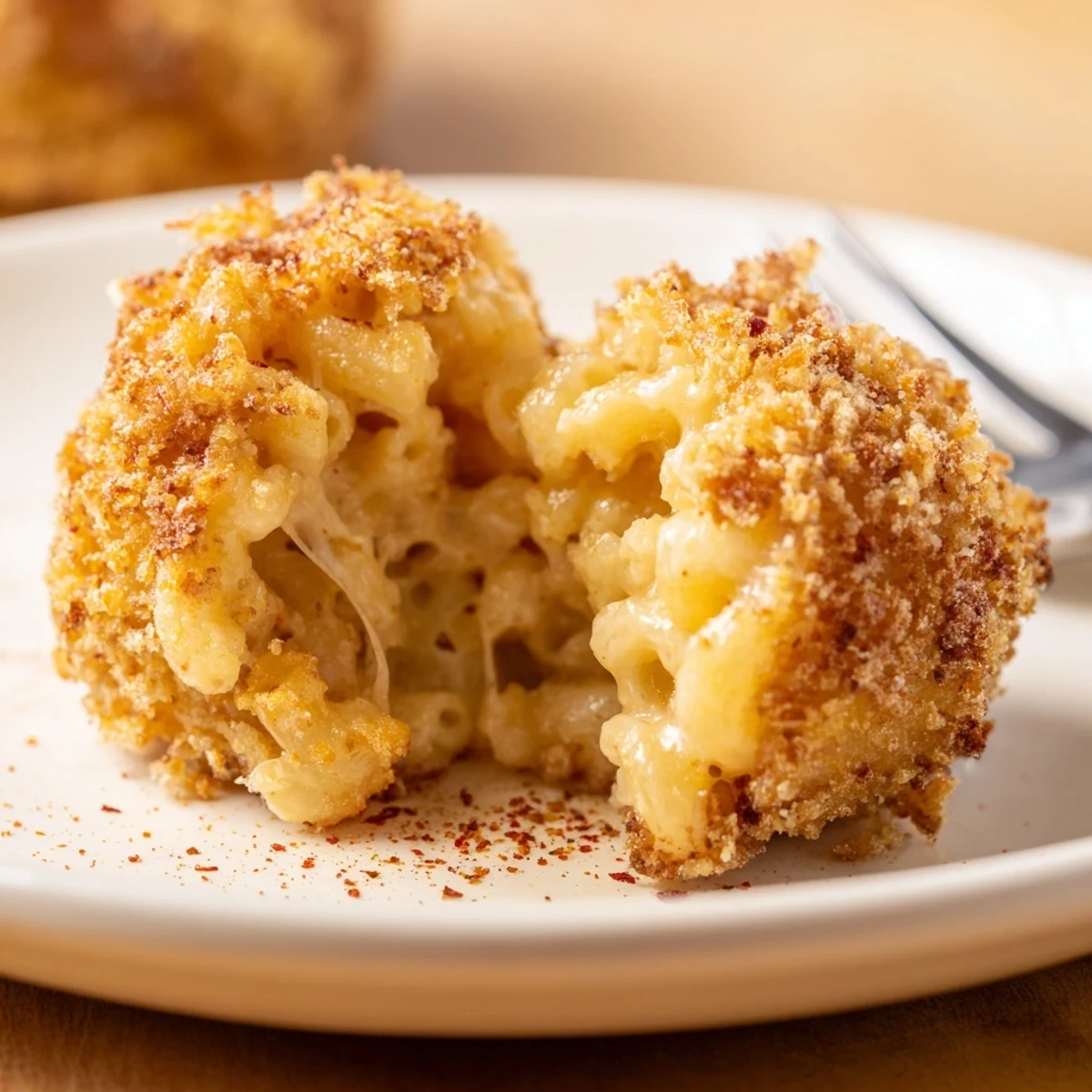 Golden-brown Fried Mac And Cheese Bites with gooey cheddar centers, served hot