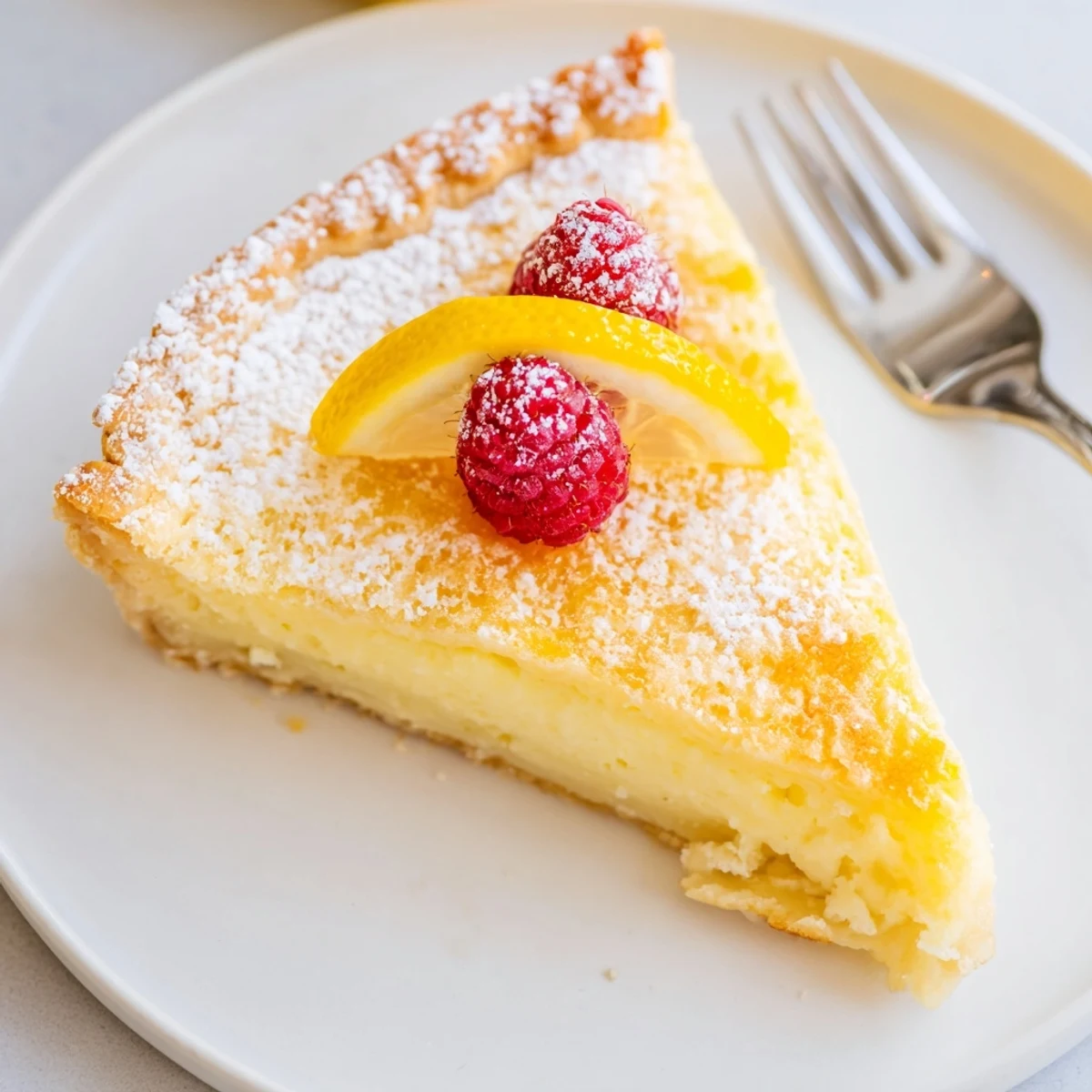 Fresh berries beside Creamy Lemon Tart Recipe, silky filling and crisp crust.