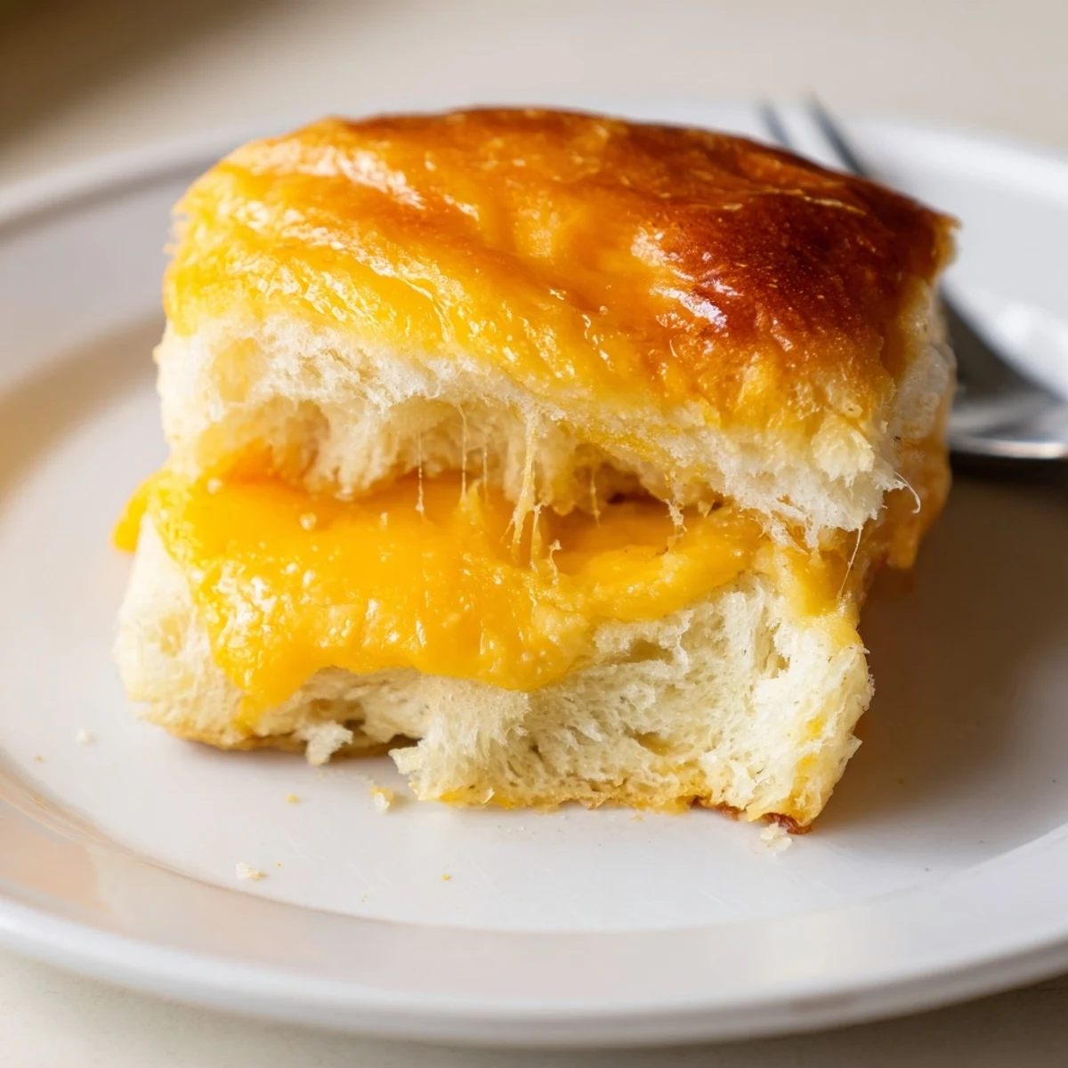 Party platter of Mini Grilled Cheese Hawaiian Rolls sliced into gooey bite-sized squares