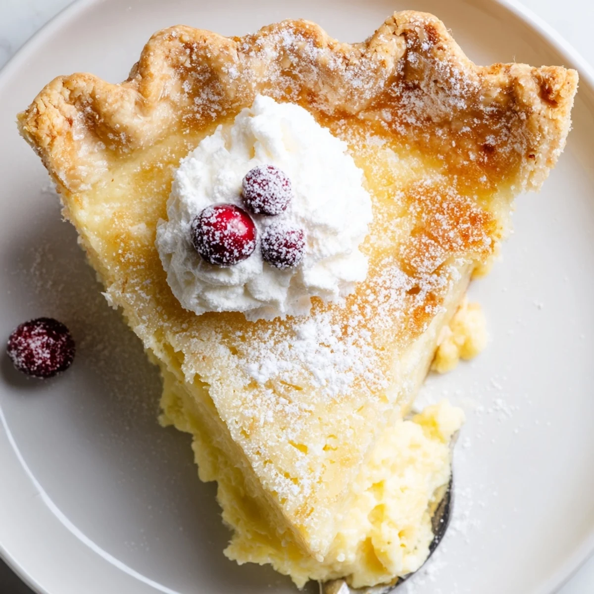 Warm from oven with slightly wobbly center, Christmas Eve Custard Pie With Cinnamon Vanilla
