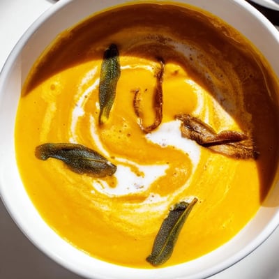 A close-up of golden brown roasted butternut squash and carrots before being blended into a velvety autumn soup.